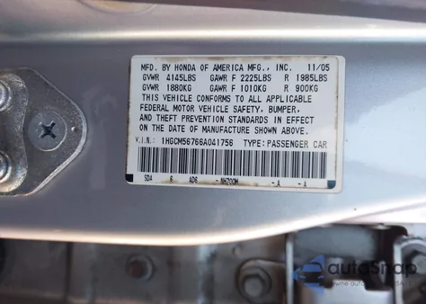 2006 Honda Accord 2.4 Ex z USA, uszkodzony, nr VIN 1HGCM56766A041756